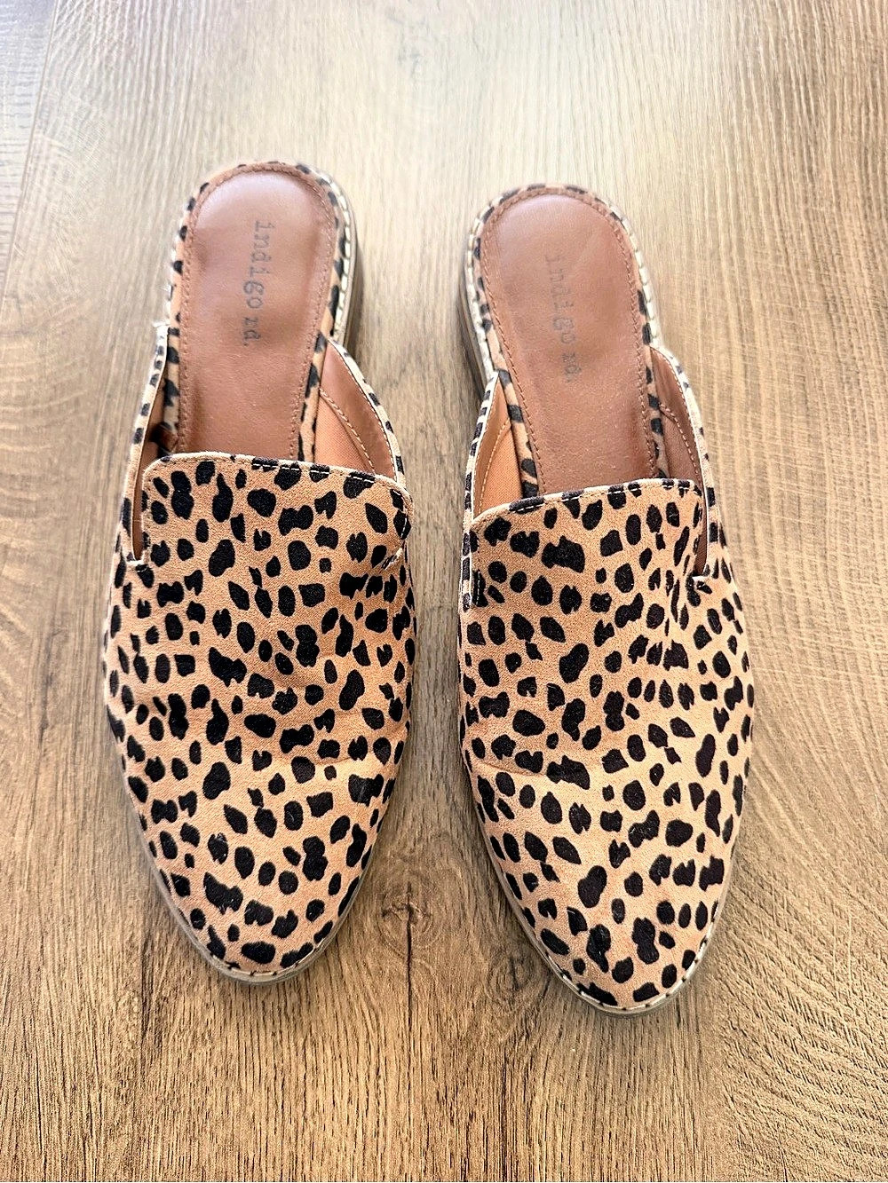 Indigo Rd. Leopard Print Mule Flats Comfort Slip-On Women's Size 8